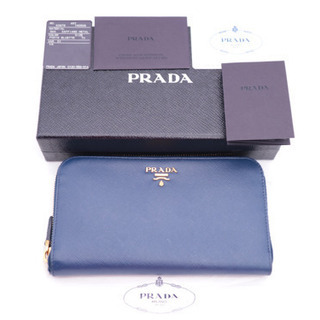 《PRADA/サフィアーノ 型押しレザー ラウンドファスナー長財布》ABランク