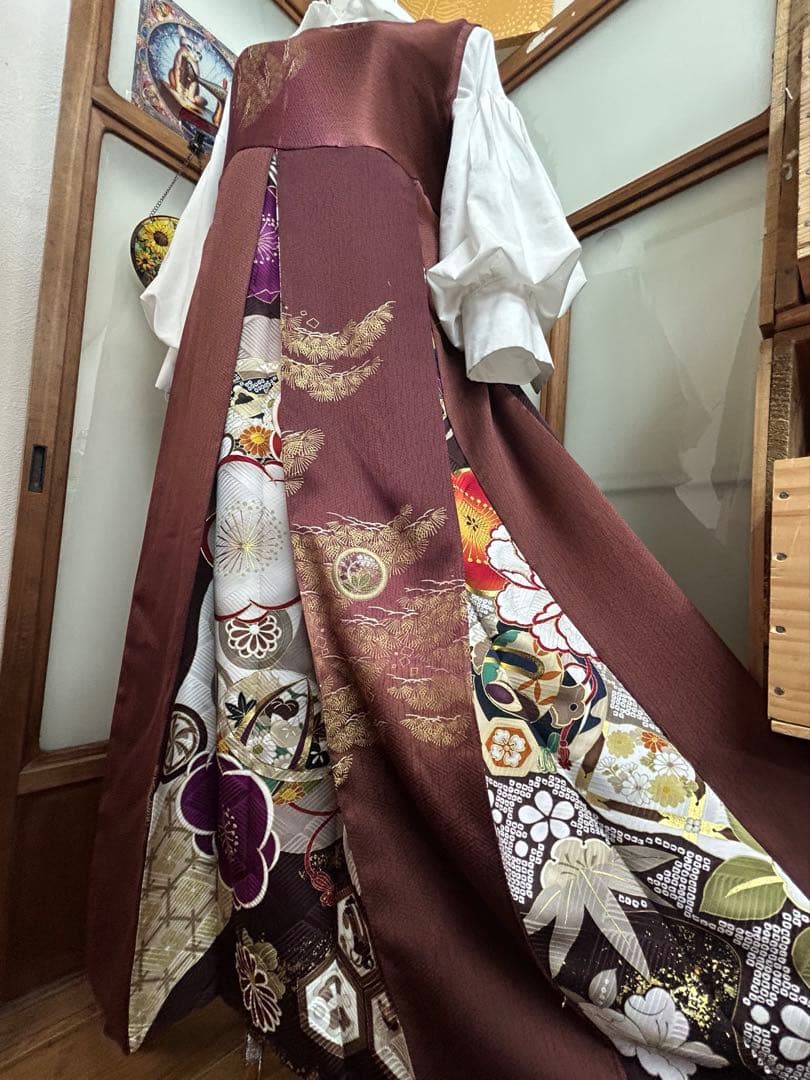 着物リメイクワンピースNo.502 日向向日葵