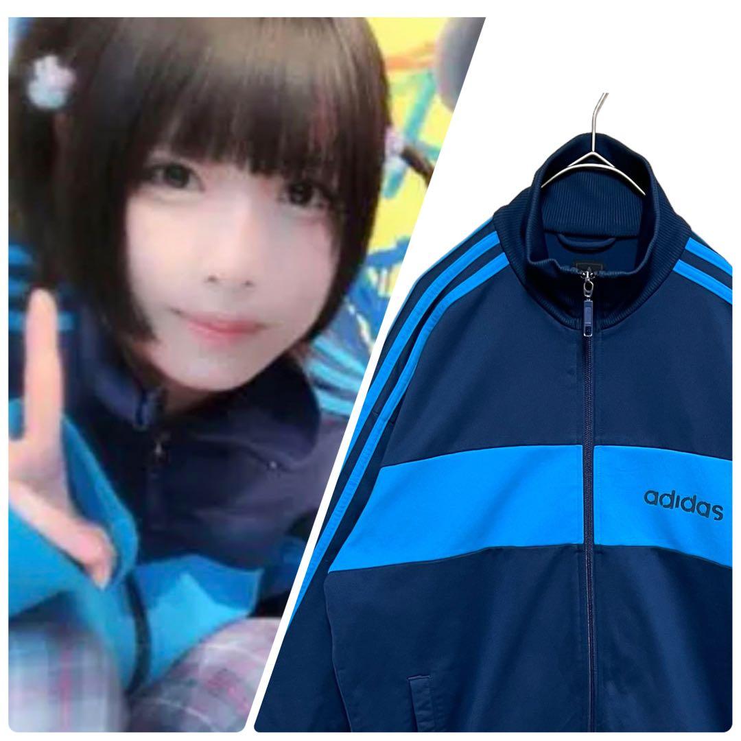 【あのちゃん着用‼️】希少 adidasトラックジャケットXLネイビーブルー古着