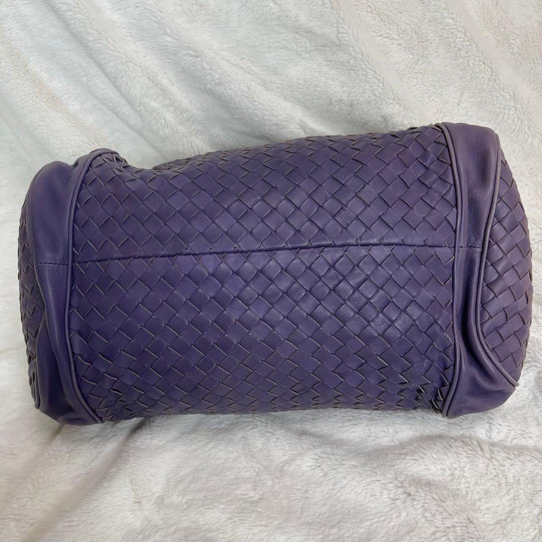 ボッテガハンドバッグイントレレザーパープルダブルがま口