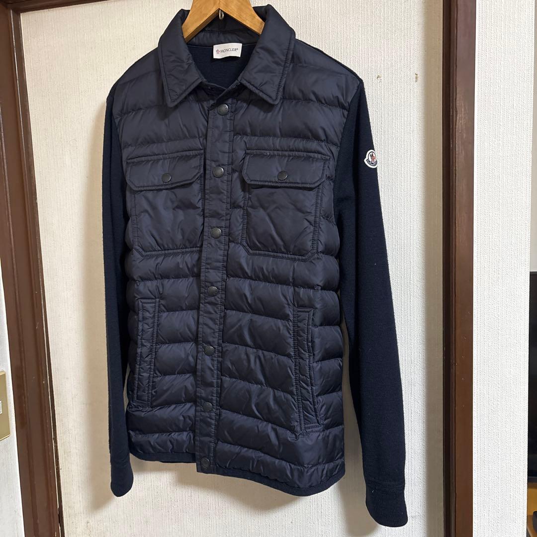MONCLER ネイビーハイブリッドダウンカーディガン