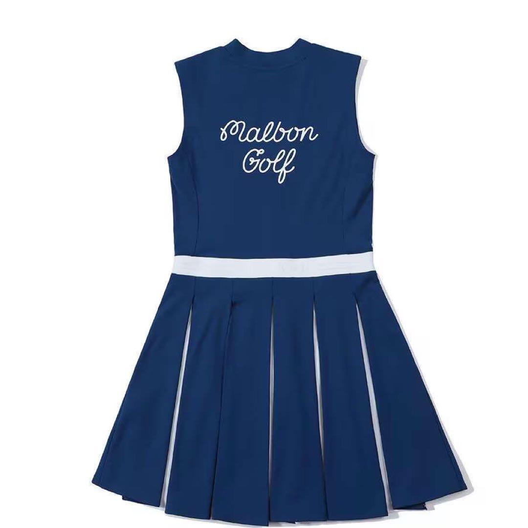 マルボン ゴルフ Malbon レディース ノースリーブワンピース 青色