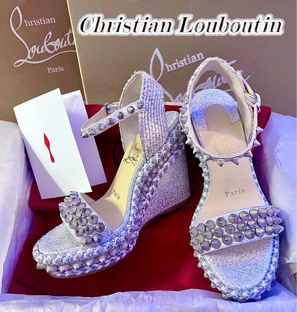 新品◆Christian Louboutin◆オーロララメウエッジサンダル ◆