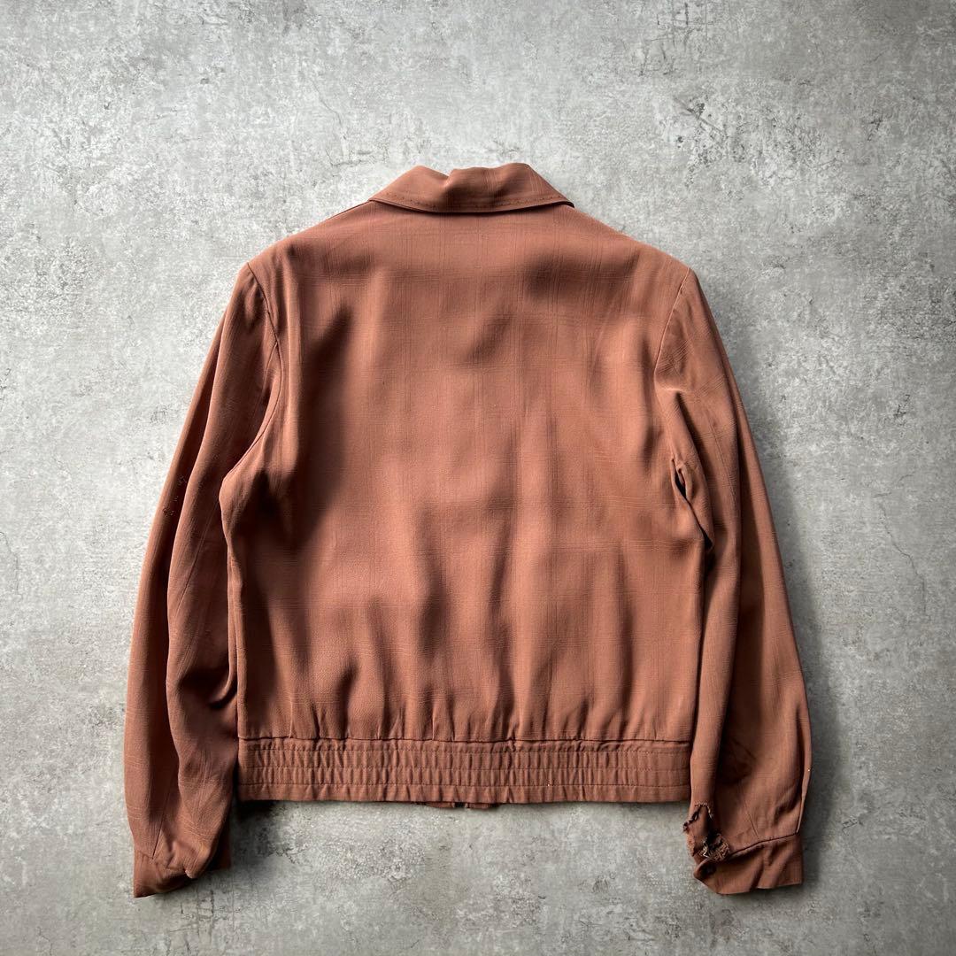 50s60s ヴィンテージレーヨンギャバジャン ピンクブラウン 36