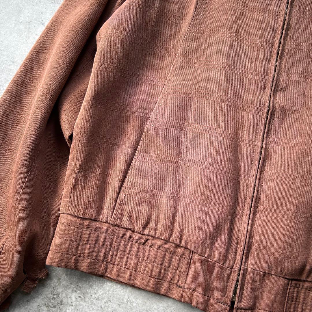 50s60s ヴィンテージレーヨンギャバジャン ピンクブラウン 36
