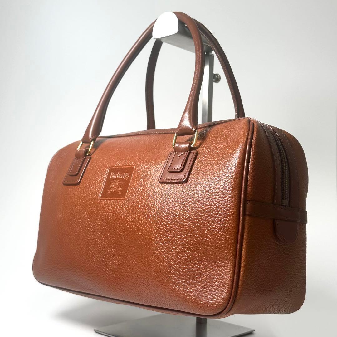 美品✨バーバリーハンドバッグボストンレザー内側ノバチェック希少デザイン