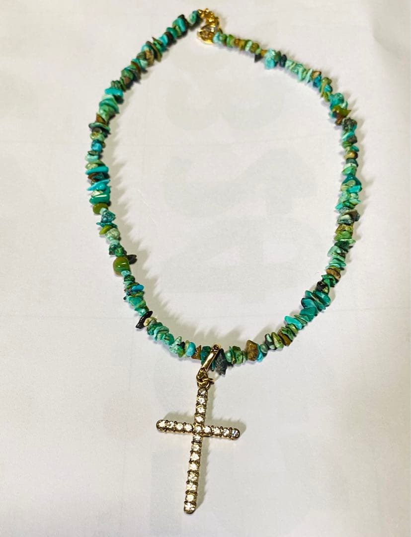 ブルーストーン×クロスネックレス