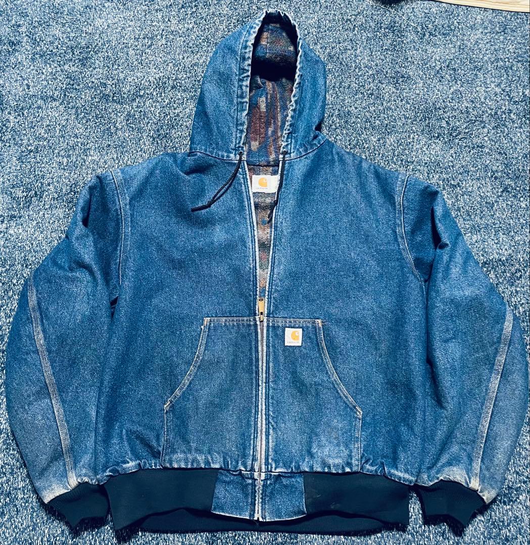カーハート アクティブジャケット裏地ブランケットデニムUSA 星タグ
