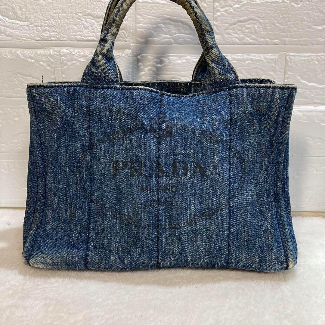 ！美品！PRADA プラダカナパデニムハンドバック