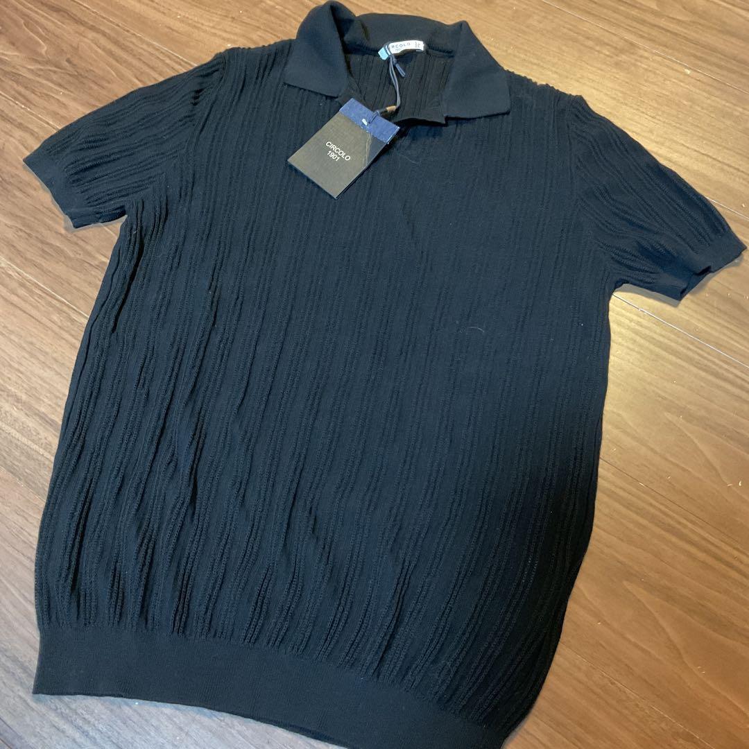 新品未使用チルコロタグ付きポロシャツイタリア製ブラック襟付き
