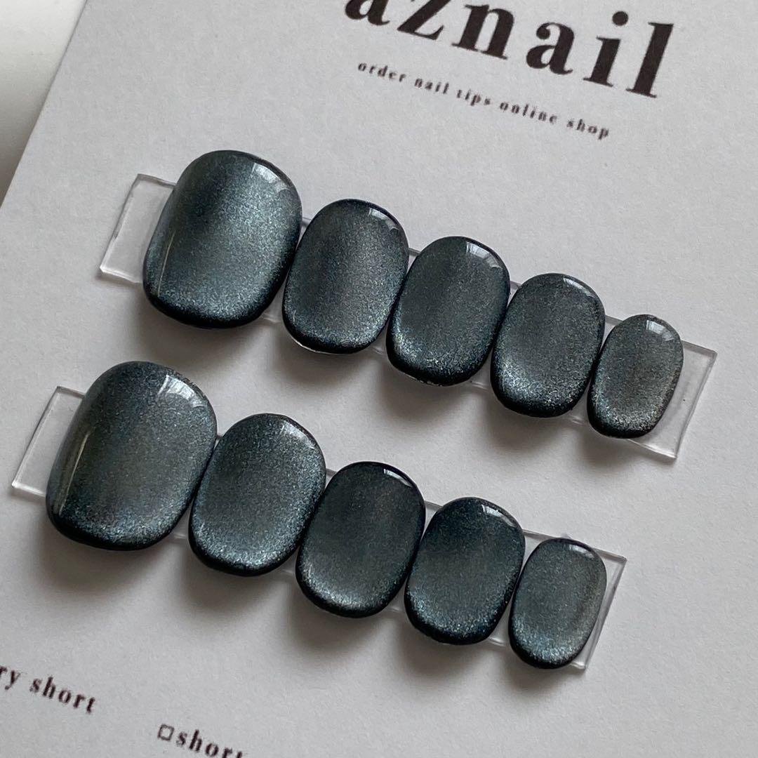 ［10］ マグネットネイル ブルー うるうる 大人ネイル ネイルチップ