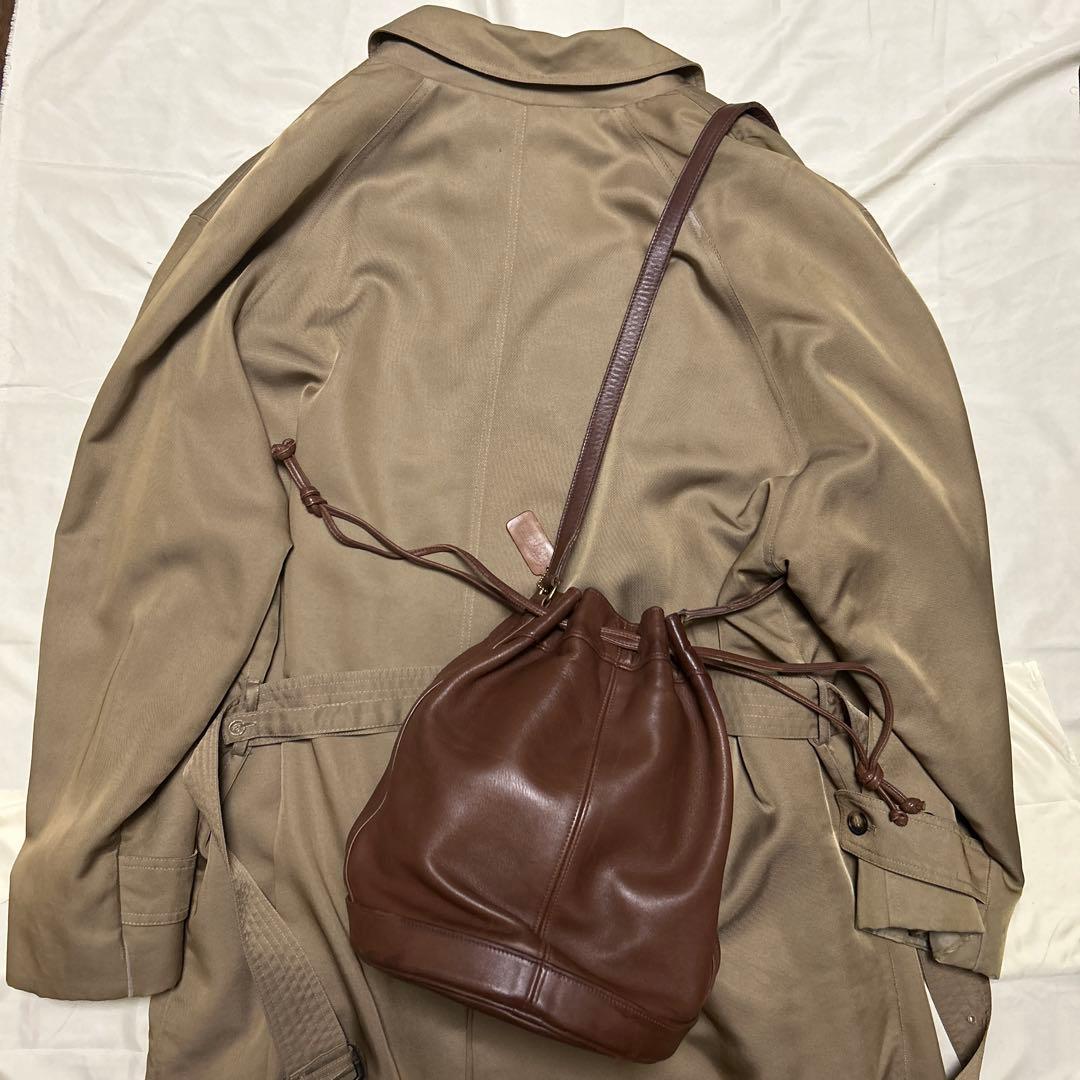 OLD COACH レザー 巾着 ショルダーバッグ ブラウン