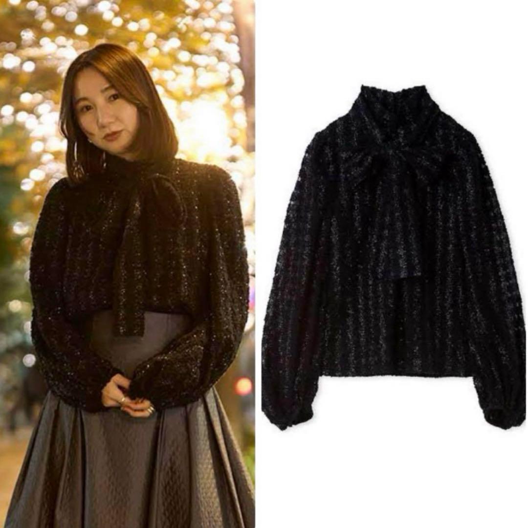 新品未使用FRAY I.D MIXファブリックシアーボウタイブラウス