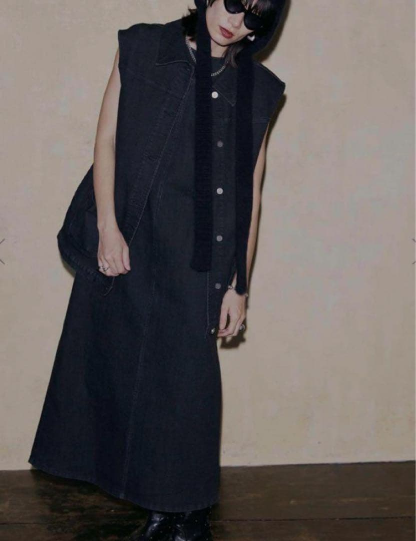 VEST SET DENIM DRESS  AMERI ベストワンピース
