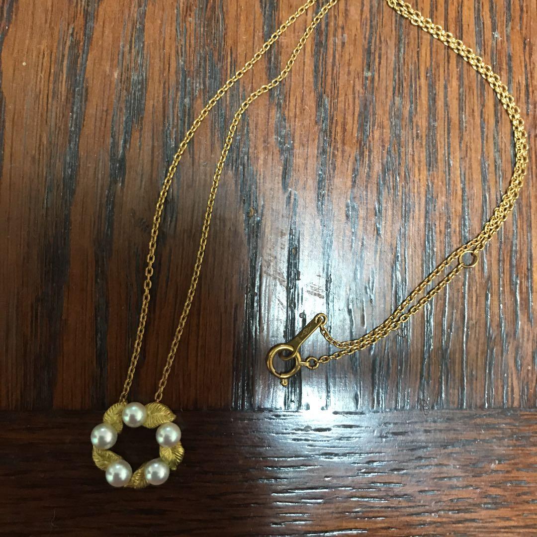 18金 ネックレス リース形  パール K18 刻印有り