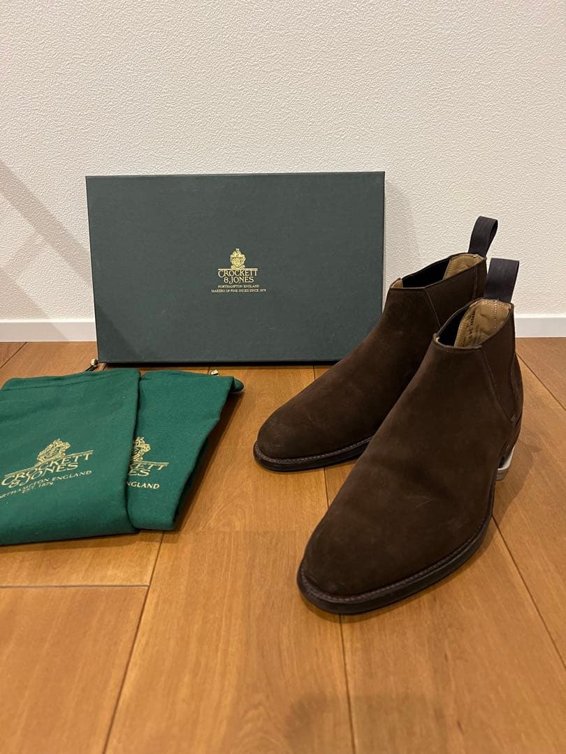 CROCKETT&JONES サイドゴアブーツダークブラウンスウェード6.5