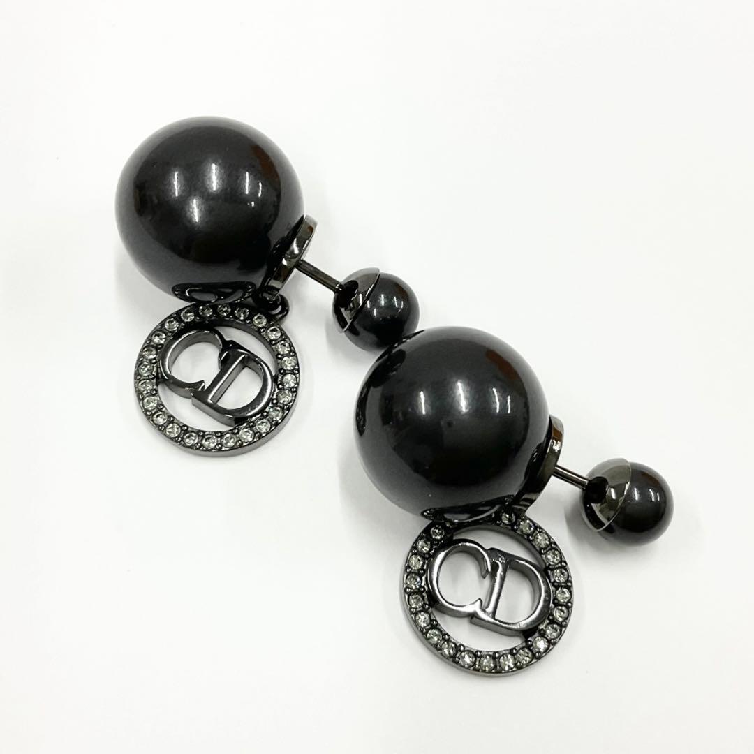 クリスチャンディオール TRIBALES ロゴ ピアス パール ラインストーン