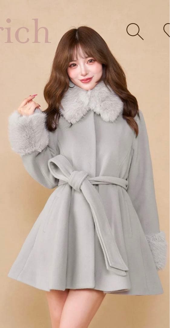 新品未使用ウエストベルトメルトンコートGRY