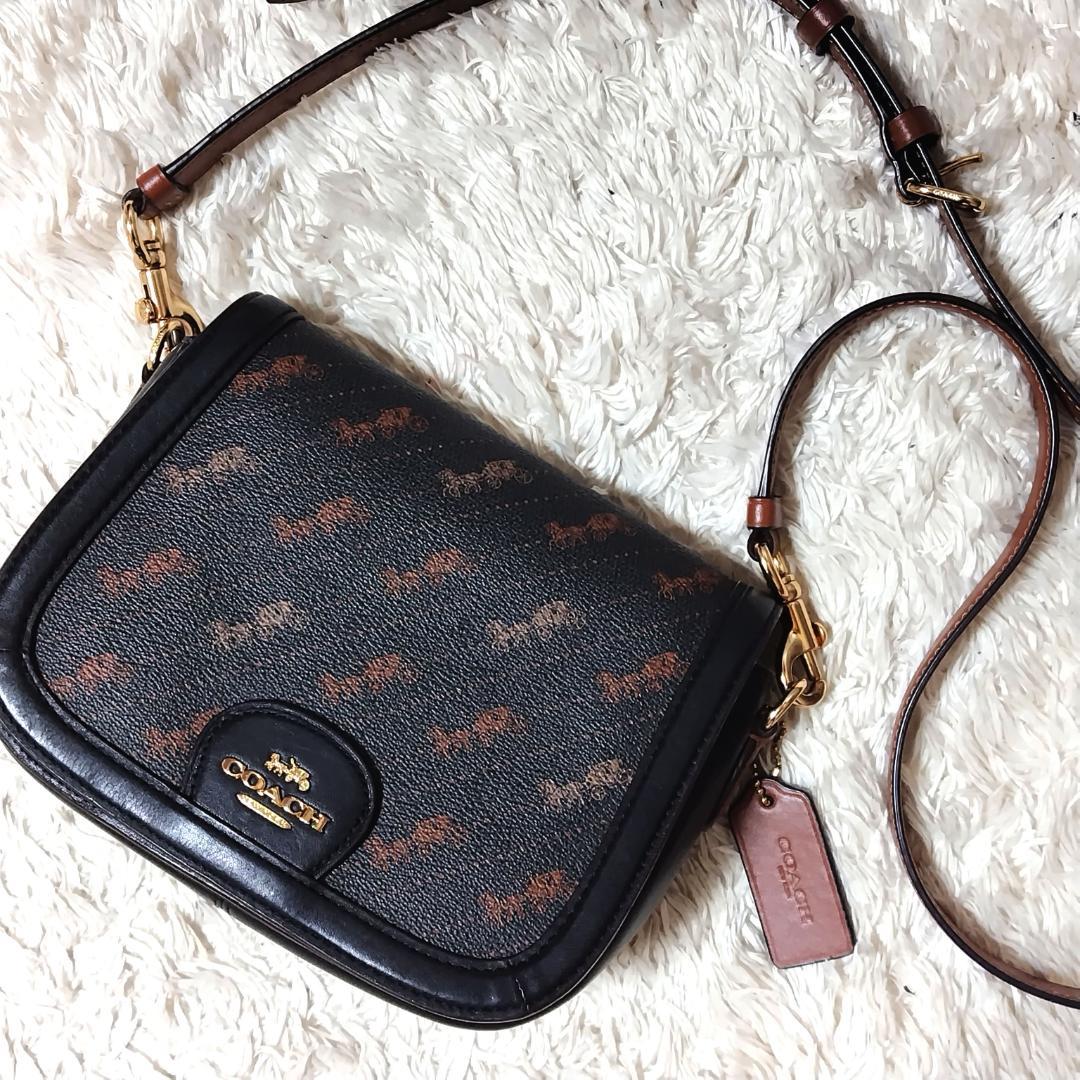 美品✨コーチ ショルダーバッグ ホースアンドキャリッジ チャーム レザー