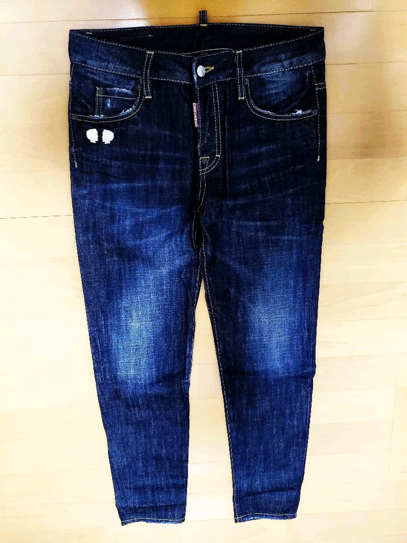 D2ディースクエアードブリーチウォッシュクラッシュデストロイバニースリムデニム