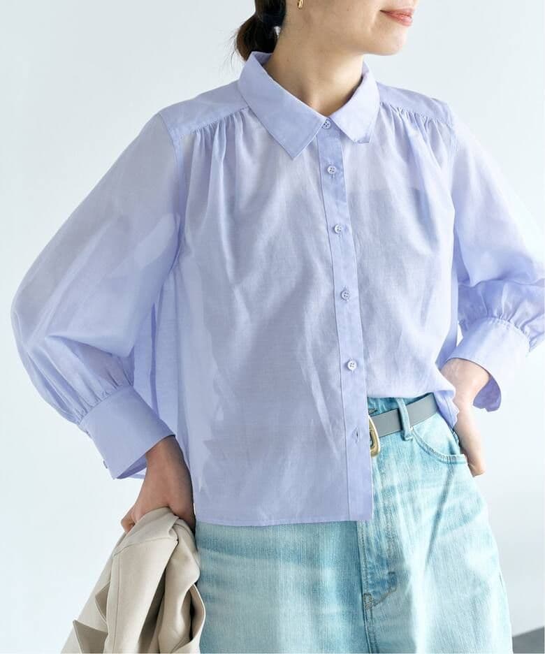 I 【2024SS】IENA  コットンシルククロップドシャツブラウス