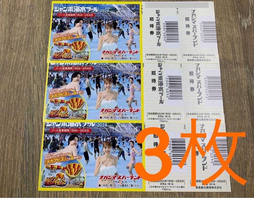 ナガシマジャンボ海水プールナガシマスパーランド大人3枚