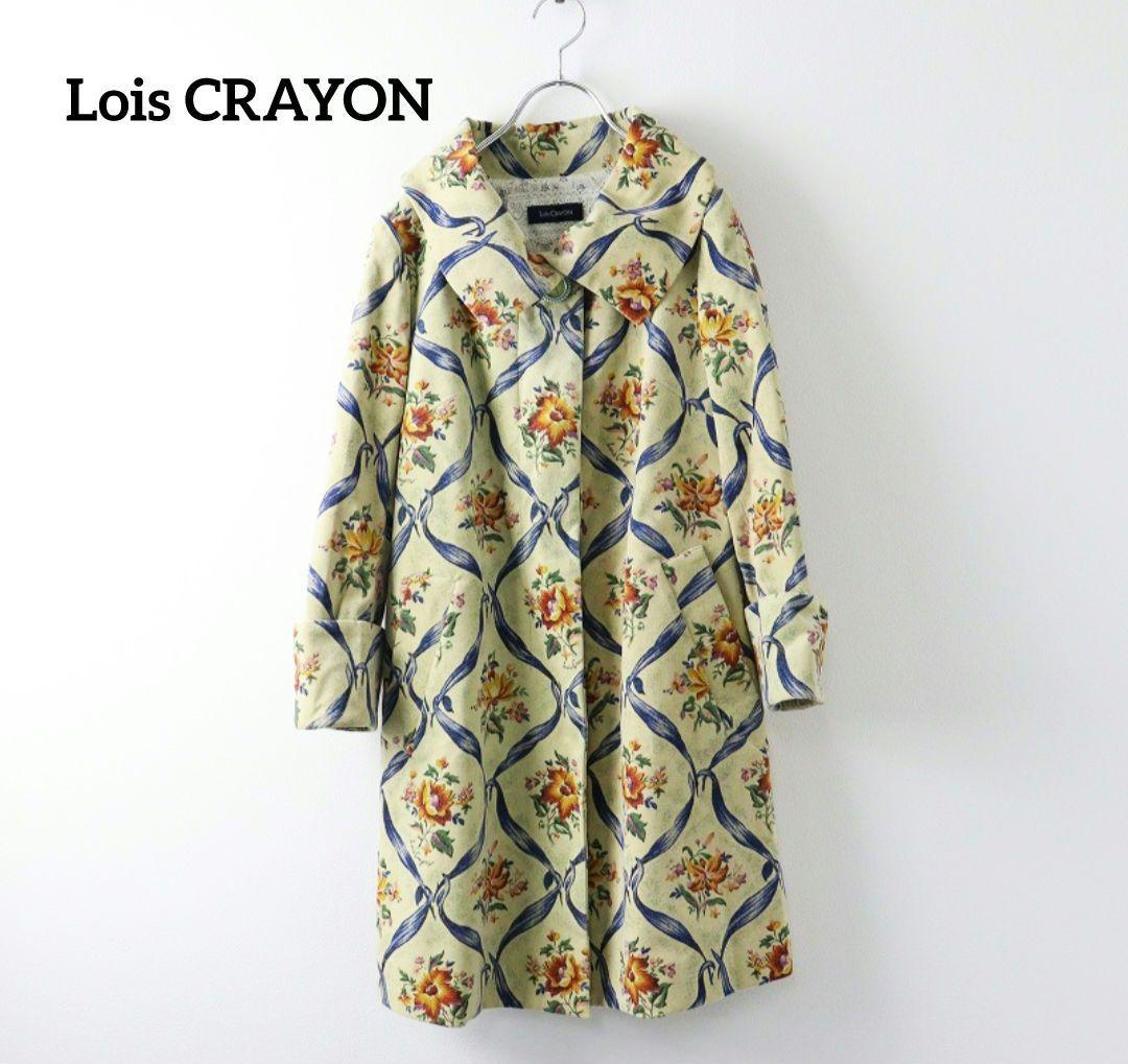 【極美品】 ロイスクレヨン ステンカラーコート フラワープリント モールスキン