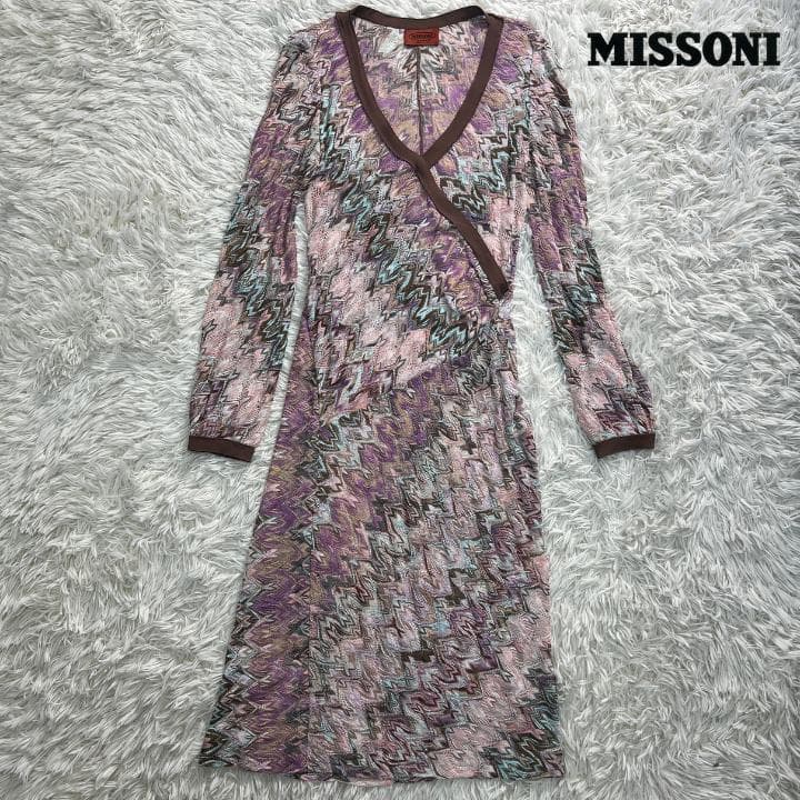 《美品》ミッソーニ MISSONI ロングスリープ ワンピース レディース XS